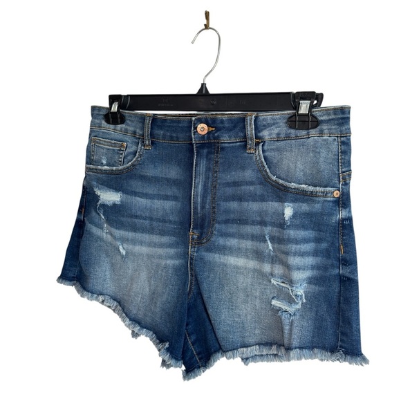 Ariya Jeans Shorts Distressed Raw Frayed Hem Womens Size 13 / 31 Stretch Denim - Picture 13 of 15